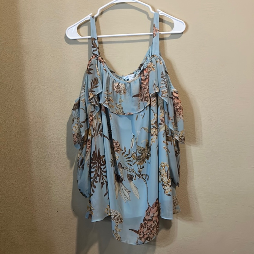 Teal floral blouse by Boutique